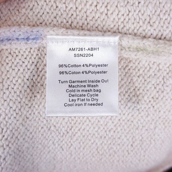 ATM Sweater Mens Medium Cream Painted Stripe Pullover Cotton Blend Knit $395 - Picture 6 of 9